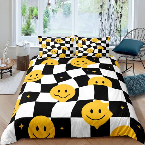 Hippie 4pcs Premium Bedding Set - Smiley face 90s nostalgia hippie bedding retro