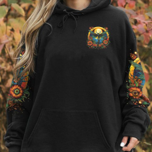 HIPPIE HELLO DARKNESS MY OLD FRIEND DRAGONFLY Premium Microfleece Hoodie