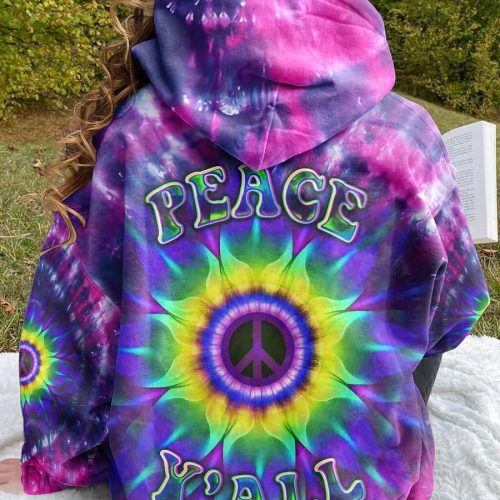 HIPPIE PEACE Y'ALL TIE DYE Premium Microfleece Hoodie