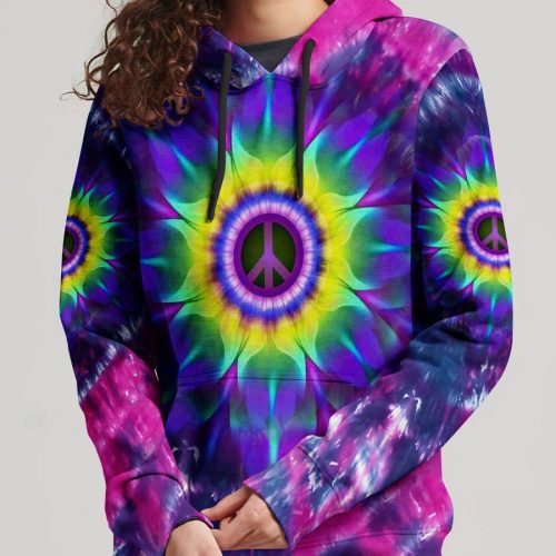 HIPPIE PEACE Y'ALL TIE DYE Premium Microfleece Hoodie