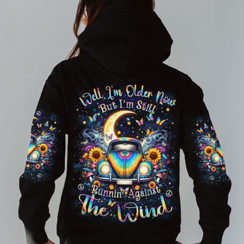 HIPPIE RUNNING AGAINST THE WIND Premium Microfleece Hoodie