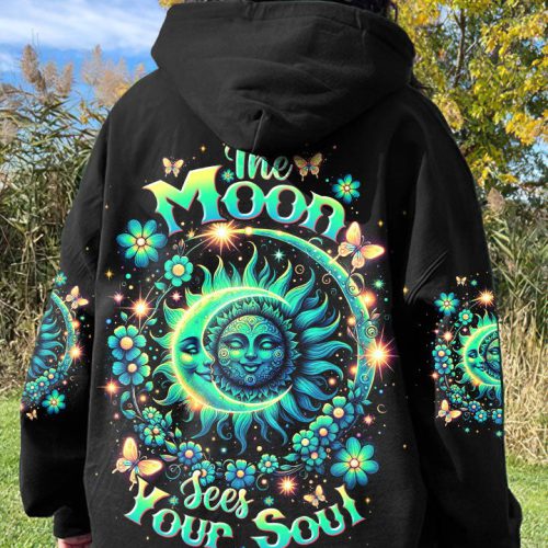 HIPPIE THE MOON SEES YOUR SOUL Premium Microfleece Hoodie