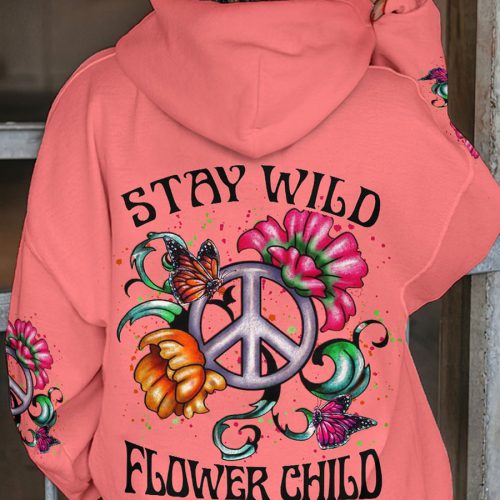 HIPPIE STAY WILD FLOWER CHILD Premium Microfleece Hoodie