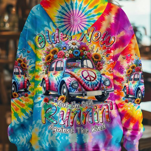 HIPPIE RUNNING AGAINST THE WIND TIE DYE Premium Microfleece Hoodie