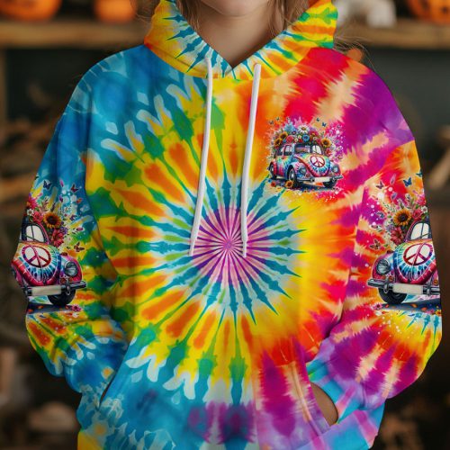 HIPPIE RUNNING AGAINST THE WIND TIE DYE Premium Microfleece Hoodie