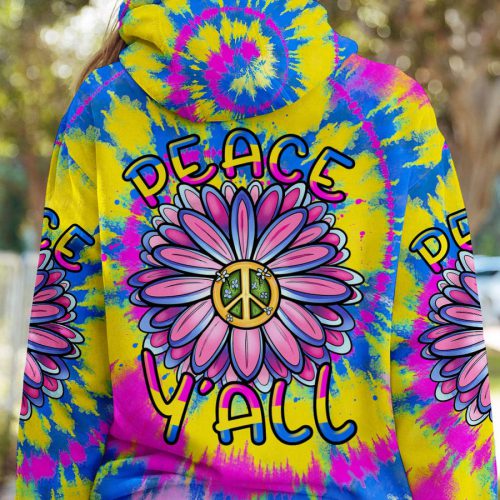 HIPPIE  PEACE Y'ALL FLOWER Premium Microfleece Hoodie