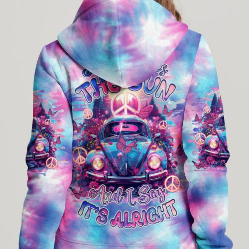 HIPPIE HERE COMES THE SUN TIE DYE Premium Microfleece Hoodie