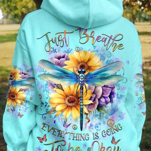 HIPPIE  JUST BREATHE DRAGONFLY Premium Microfleece Hoodie