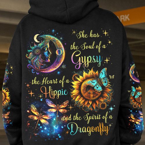 HIPPIE  SPIRIT OF A DRAGONFLY Premium Microfleece Hoodie