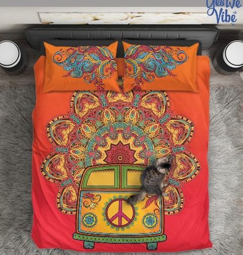 Hippie Bus, Mandala 4pcs Premium Bedding Set