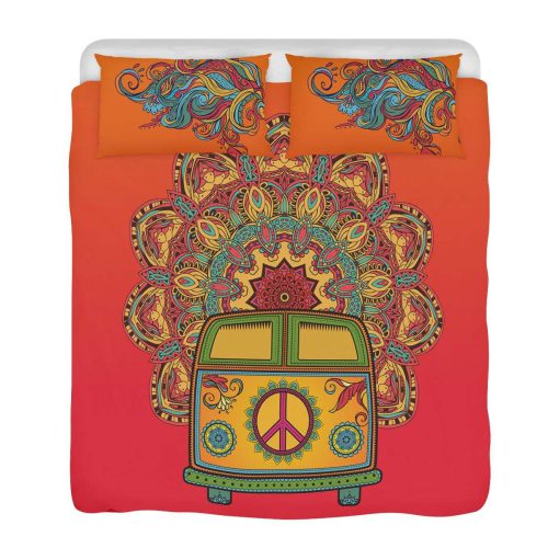 Hippie Bus, Mandala 4pcs Premium Bedding Set