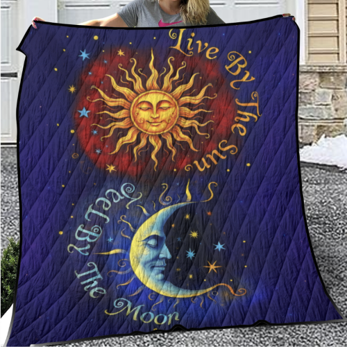 Live by the Sun, Feel by the Moon Hippie Premium Quilt