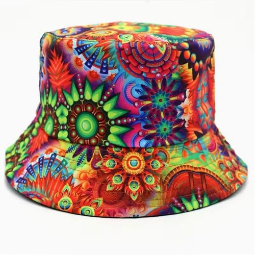 Hippie Colorful Print Bohemian Festival Bucket Hat New
