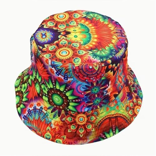 Hippie Colorful Print Bohemian Festival Bucket Hat New
